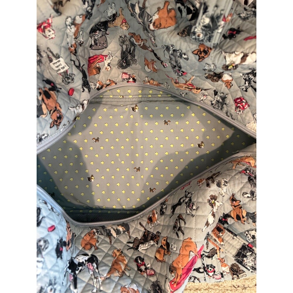 Vera Bradley Large Duffel Bag Best In Show Dog Print Gray Retired - Picture 2 of 7